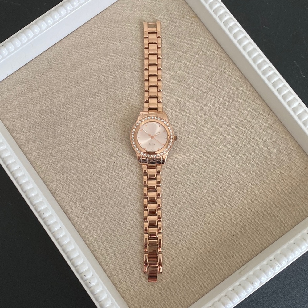 Rose Gold Watch with Pave Circle Bling